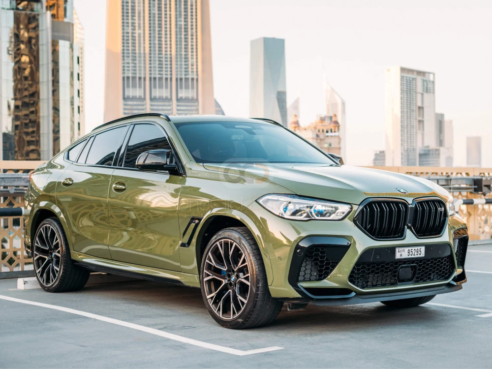 Green BMW X6 M Competition 2021 for rent in Dubai 1