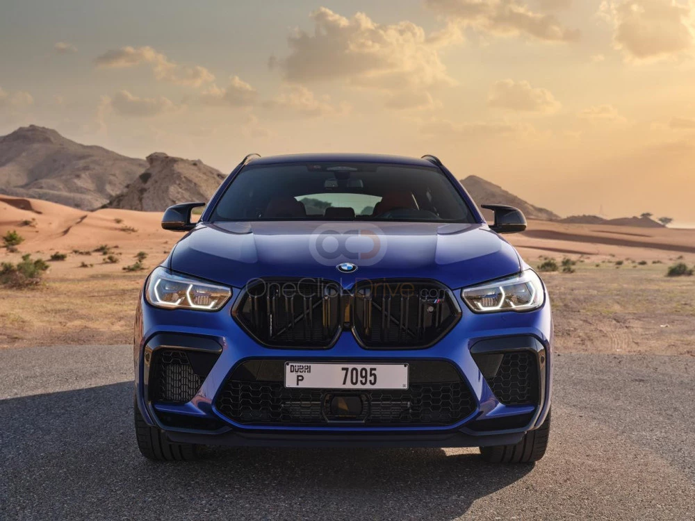 Blue BMW X6 M Competition 2022 for rent in Abu Dhabi 6