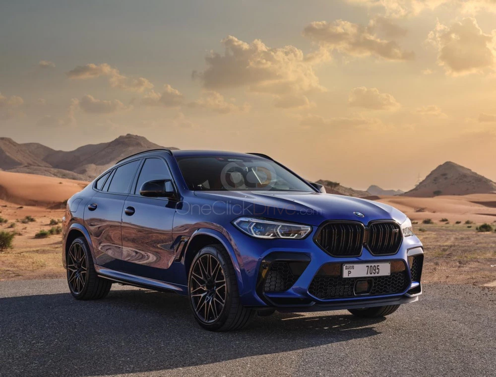 Blue BMW X6 M Competition 2022 for rent in Abu Dhabi 1