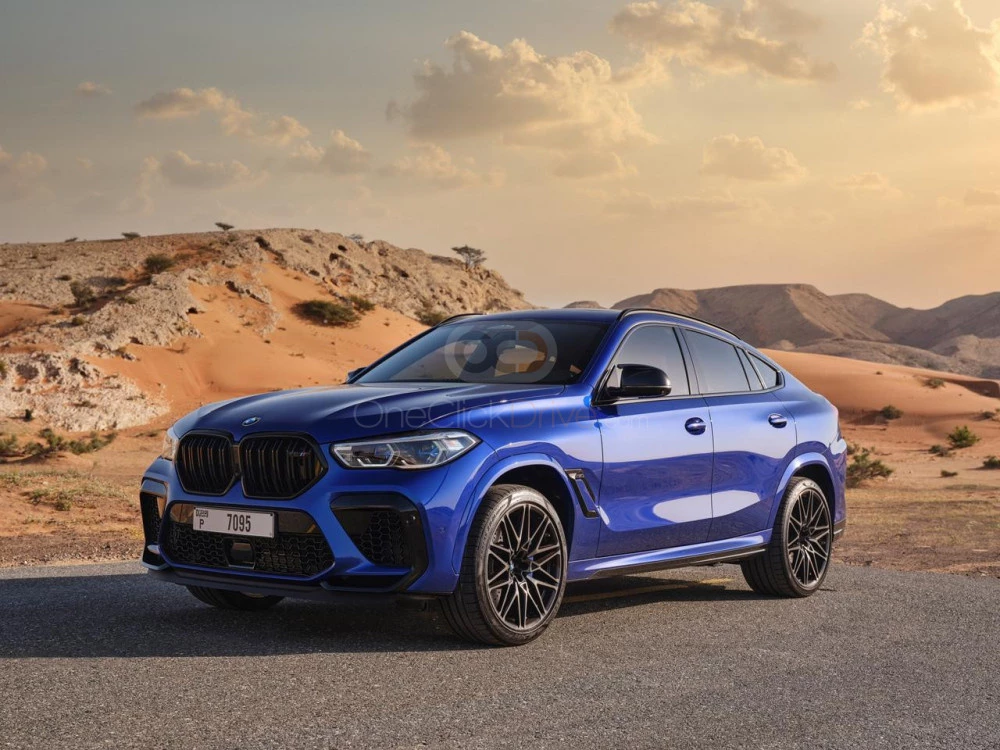 Blue BMW X6 M Competition 2022 for rent in Abu Dhabi 3