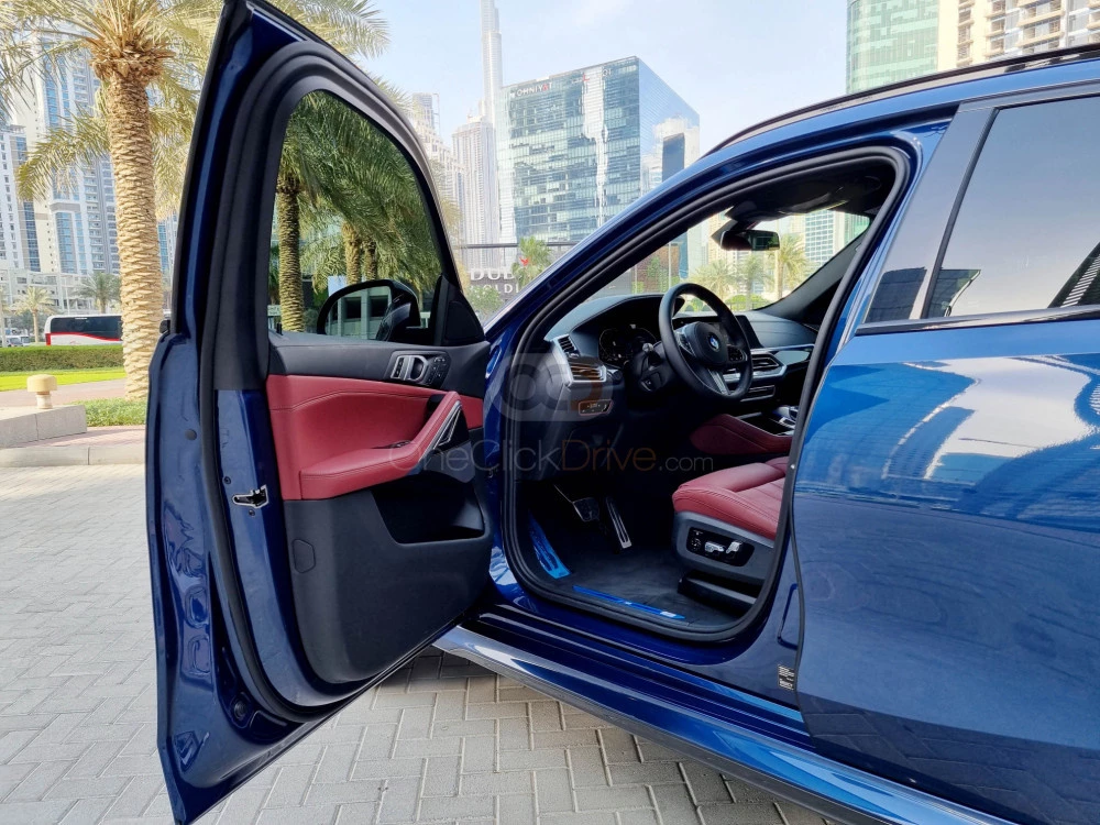 Blue BMW X6 M40 2022 for rent in Abu Dhabi 6