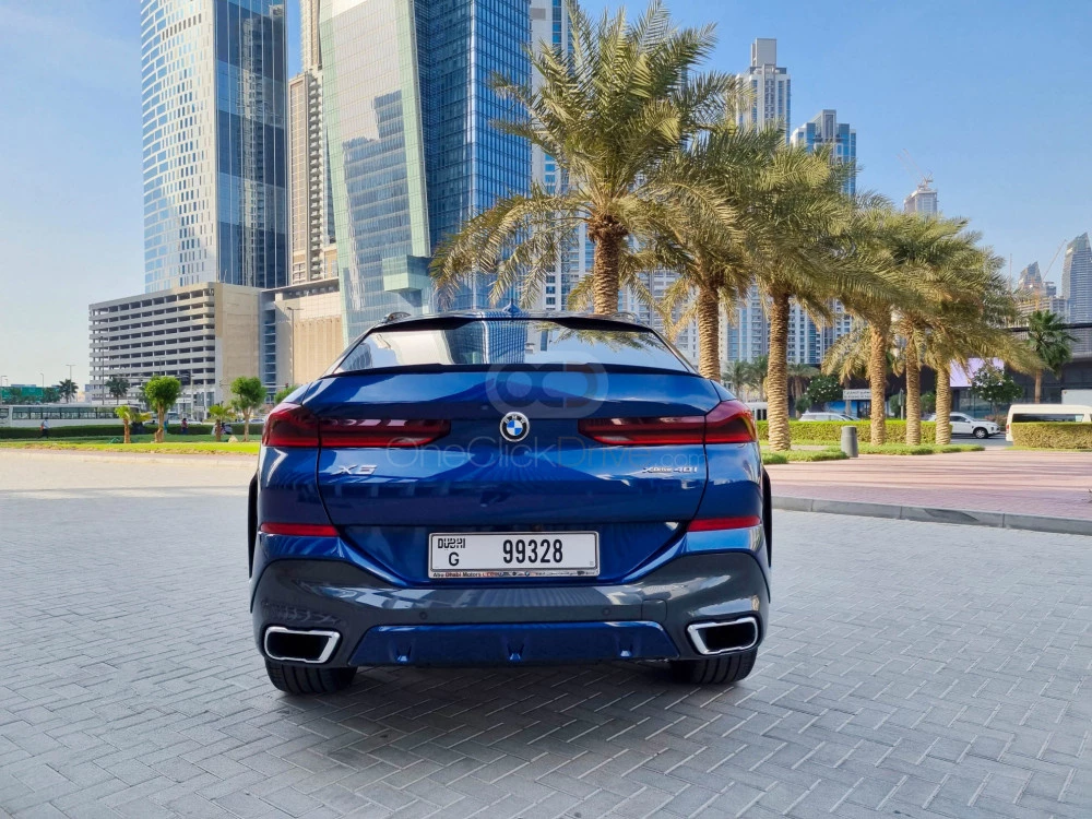 Blue BMW X6 M40 2022 for rent in Abu Dhabi 8