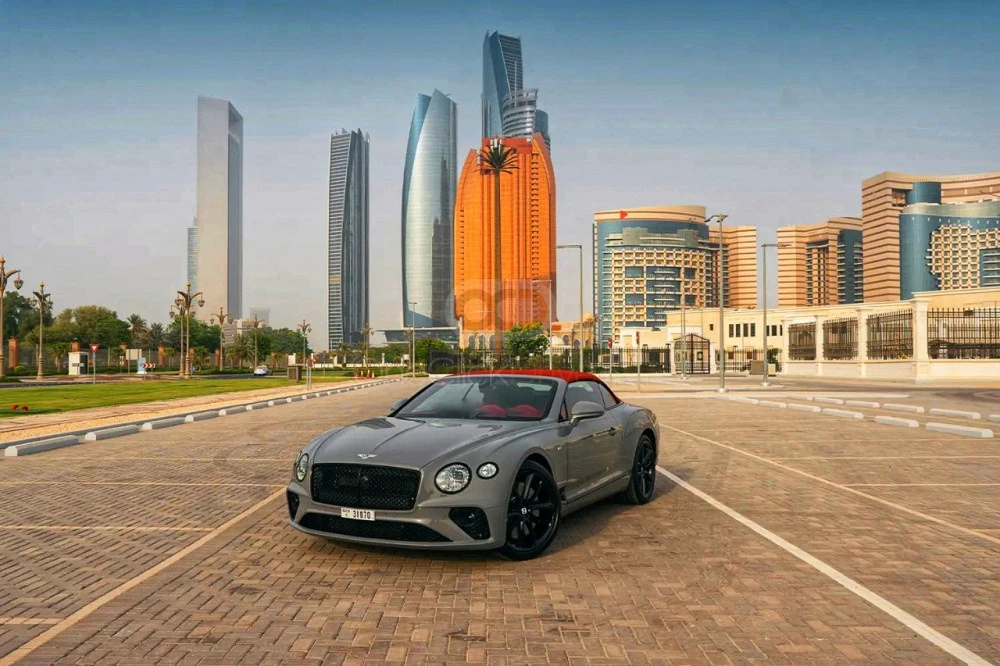 Gray Bentley Continental GT Convertible 2022 for rent in Dubai 6