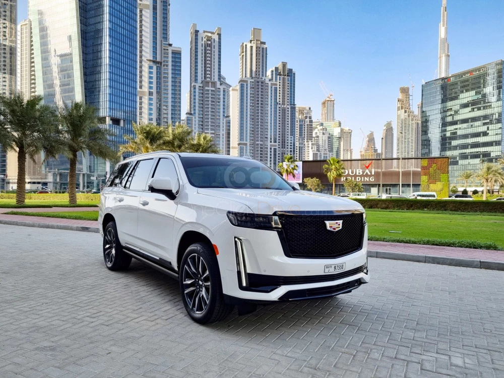 White Cadillac Escalade Platinum Sport 2022 for rent in Abu Dhabi 1