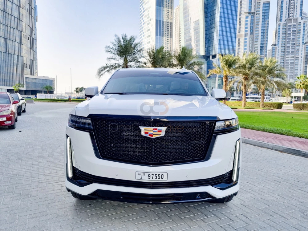White Cadillac Escalade Platinum Sport 2022 for rent in Abu Dhabi 3