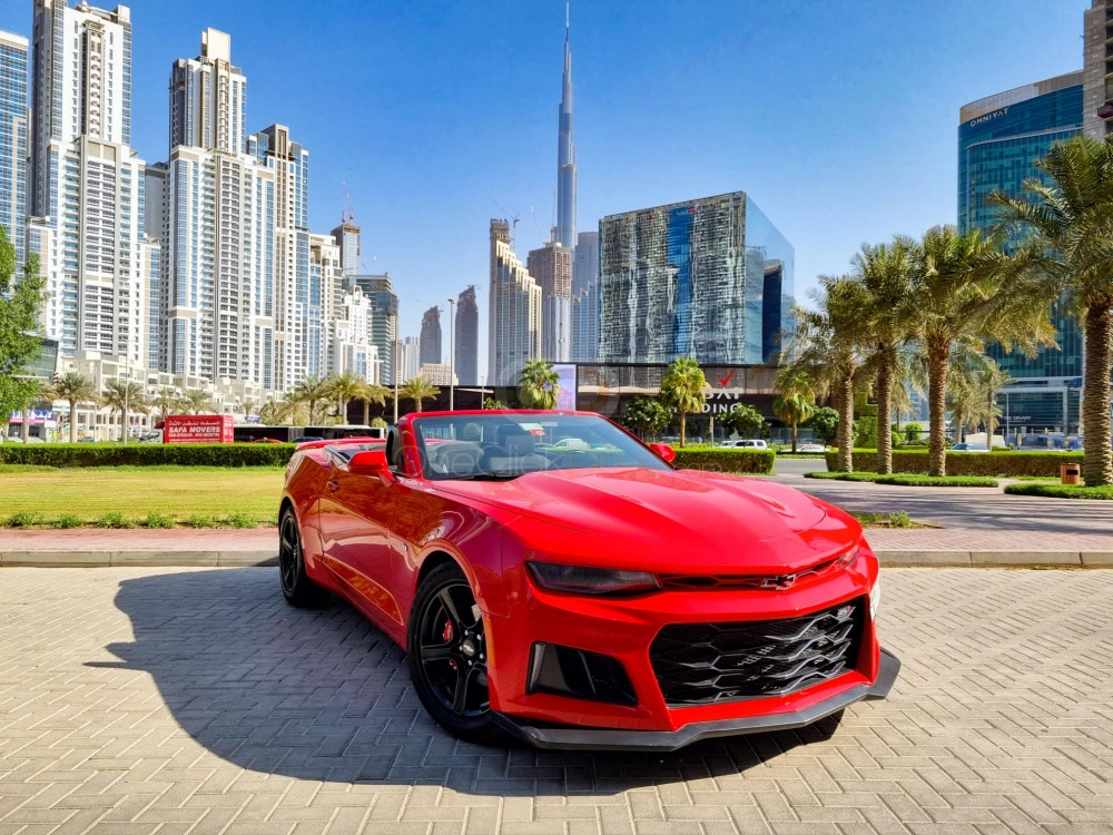 Red Chevrolet Camaro RS Convertible V4 2020 for rent in Dubai 1
