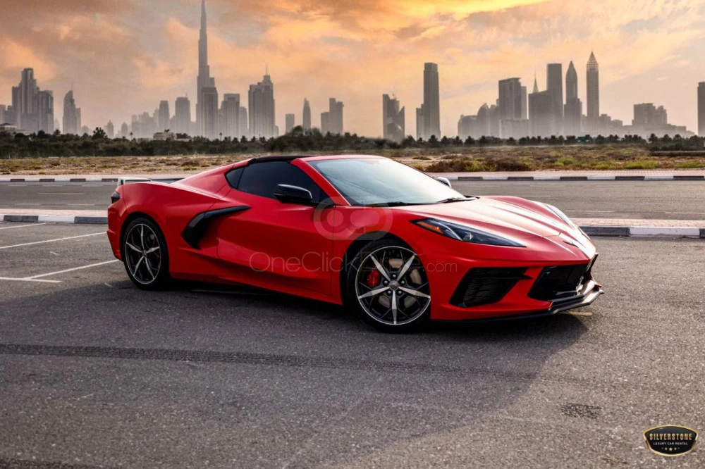 Red Chevrolet Corvette C8 Stingray Convertible 2022 for rent in Dubai 1