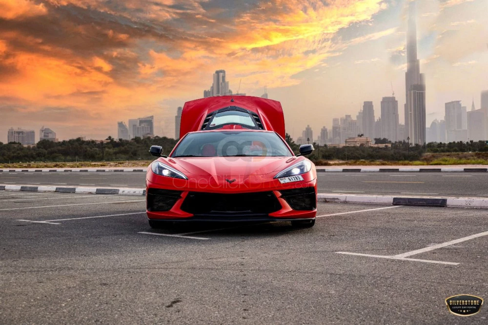 Red Chevrolet Corvette C8 Stingray Convertible 2022 for rent in Dubai 7