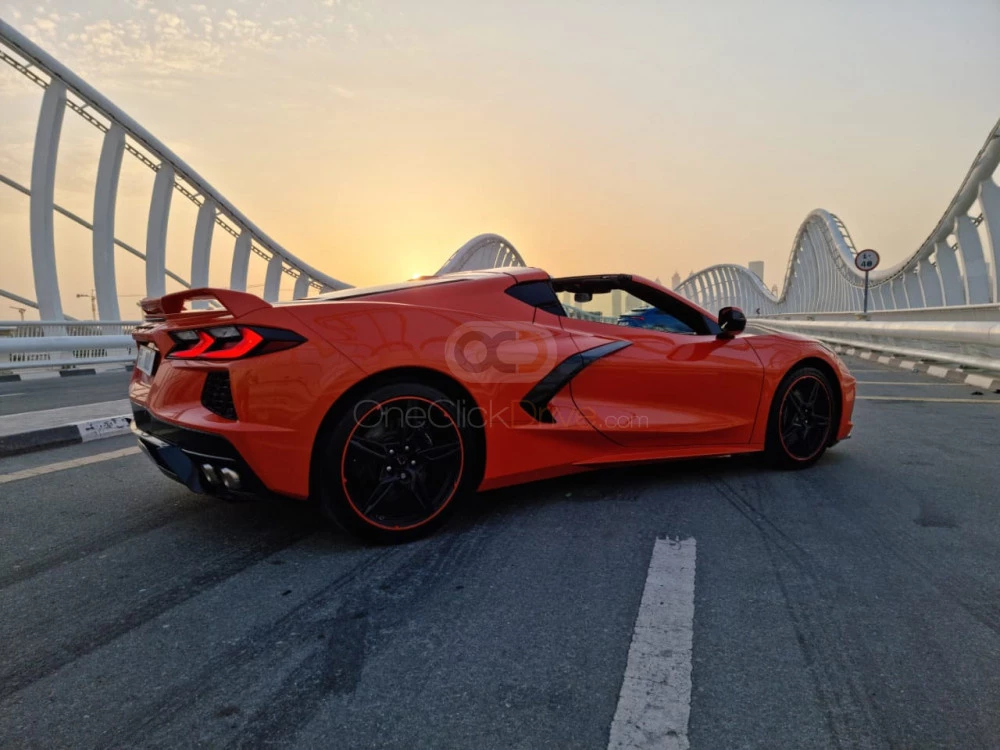 Orange Chevrolet Corvette C8 Stingray Coupe 2020 for rent in Dubai 6