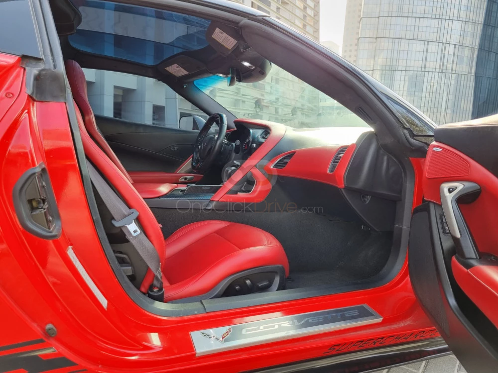 Red Chevrolet Corvette 2018 for rent in Dubai 9