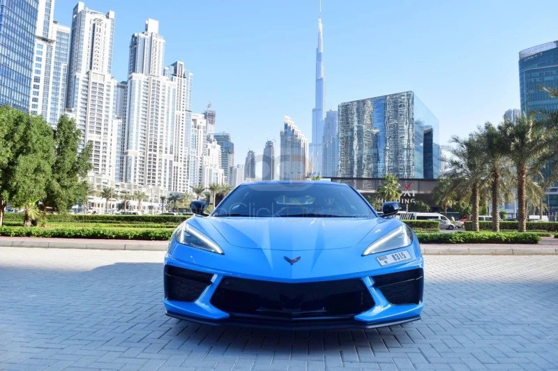 Blue Chevrolet Corvette C8 Stingray Coupe 2020 for rent in Dubai 7