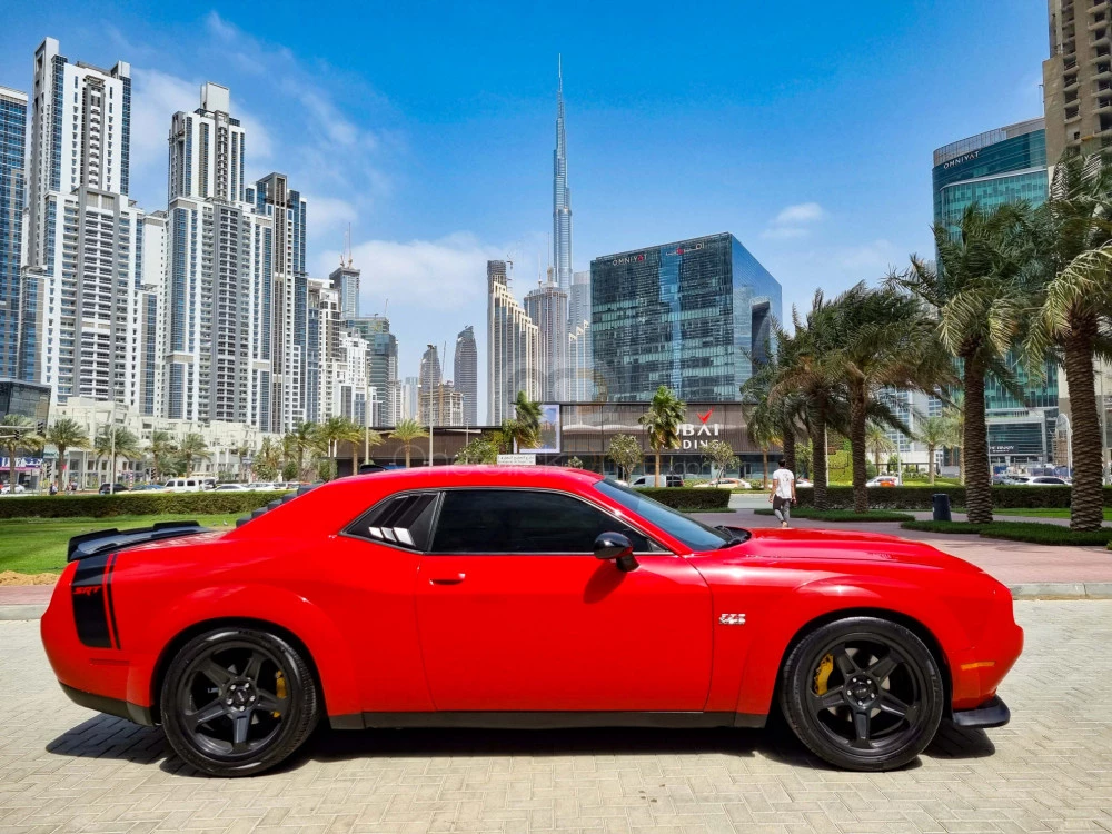 Red Dodge Challenger V8 RT Demon Widebody 2021 for rent in Dubai 3