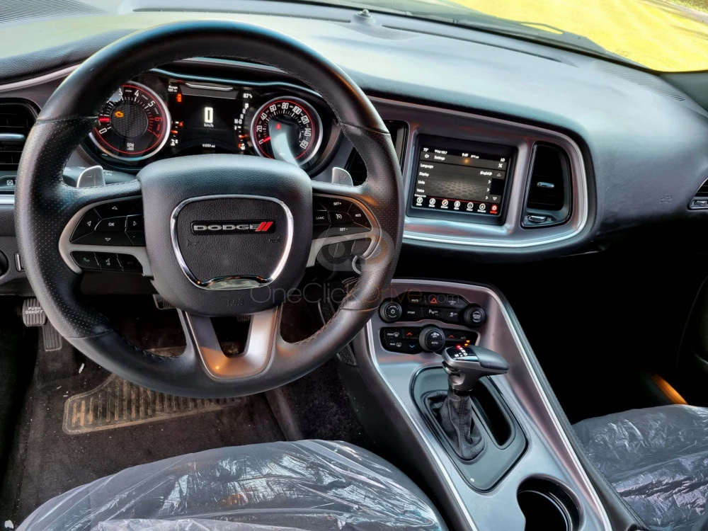 Black Dodge Challenger V6 2019 for rent in Dubai 5