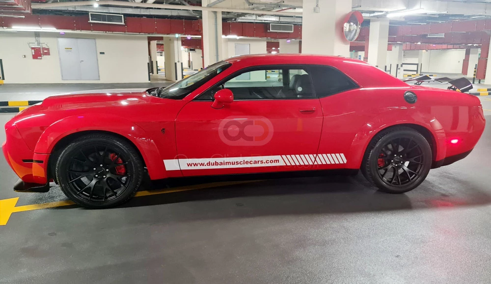 Red Dodge Challenger V8 RT Demon Widebody 2020 for rent in Dubai 2