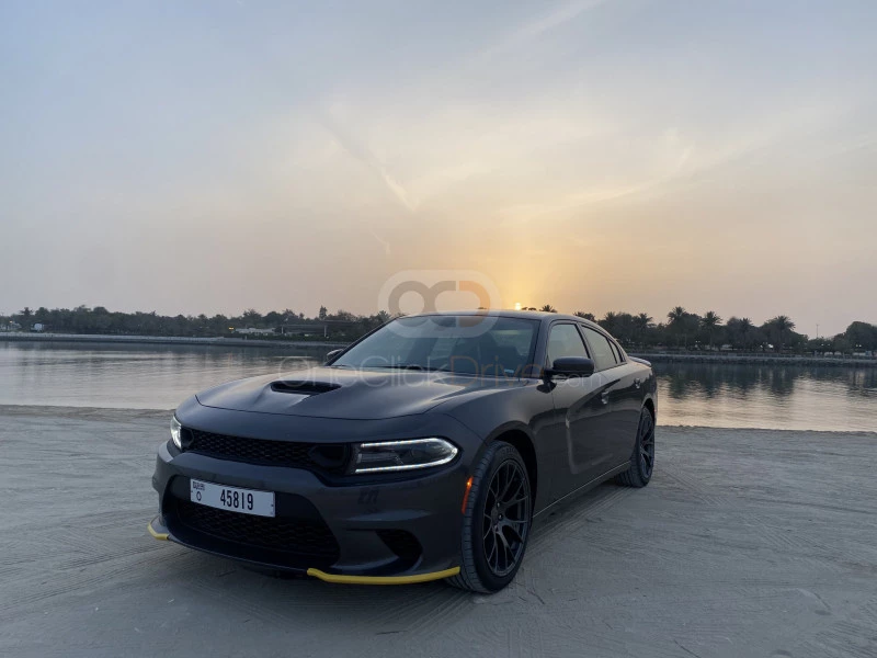 Black Dodge Charger V6 2020 for rent in Dubai 2