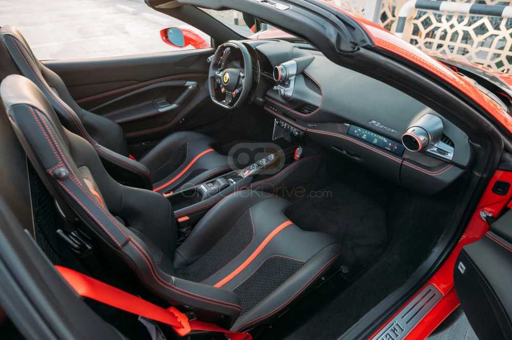 rood Ferrari F8 Tributo Spider 2022 for rent in Dubai 11