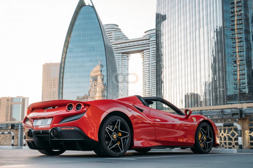 Red Ferrari F8 Tributo Spider 2022 for rent in Dubai 4
