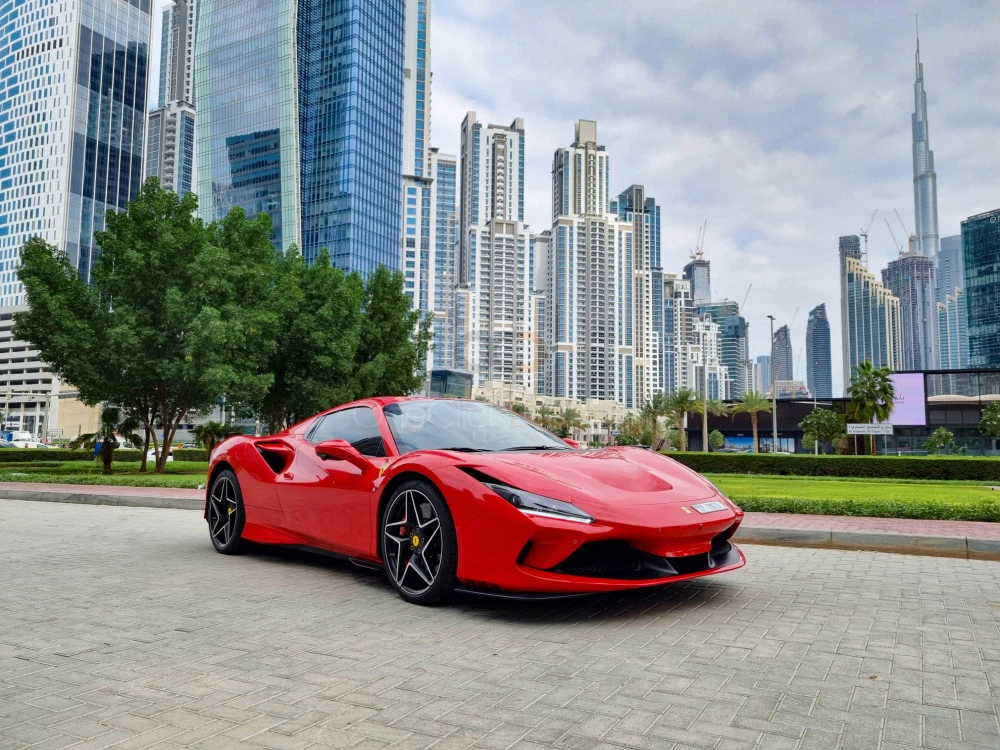 rojo Ferrari F8 Tributo 2022 for rent in Dubai 1