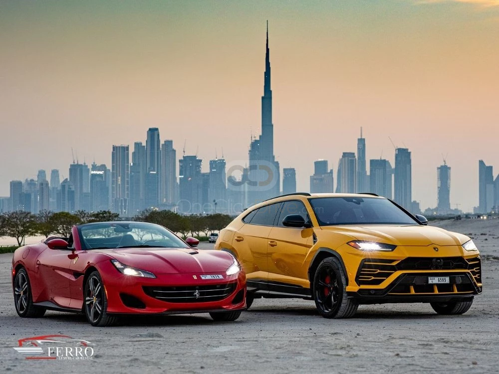 Yellow Ferrari Portofino 2019 for rent in Dubai 2