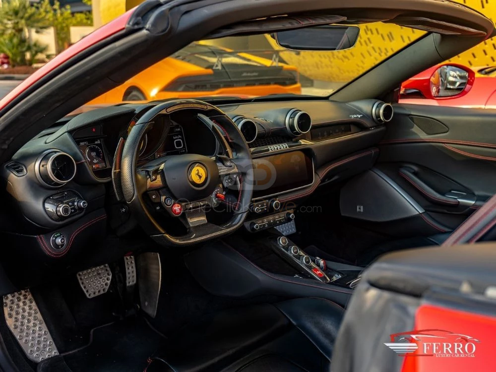 Yellow Ferrari Portofino 2019 for rent in Dubai 3