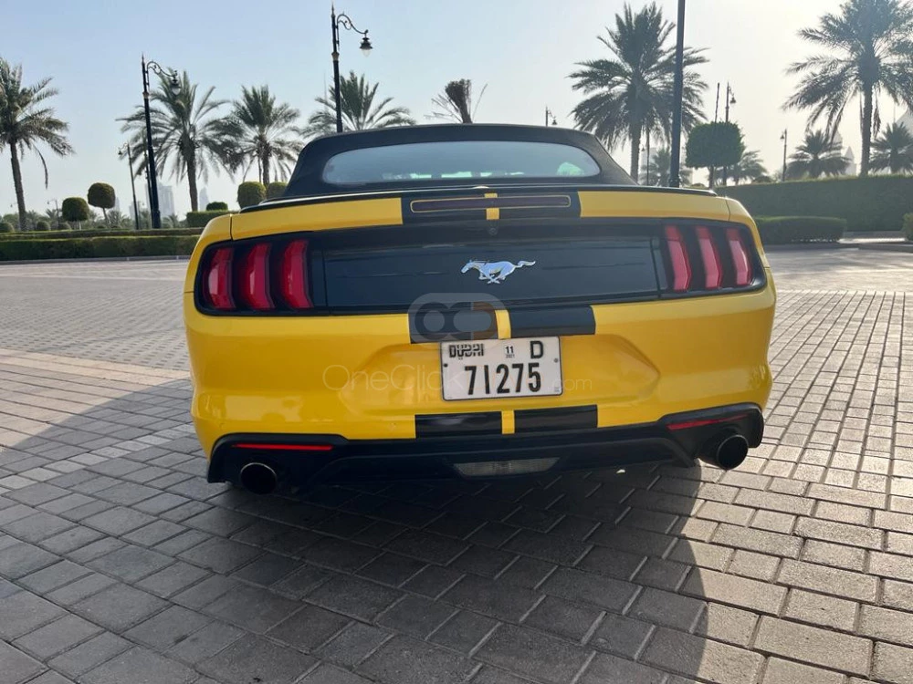 Yellow Ford Mustang EcoBoost Convertible V4 2019 for rent in Dubai 10