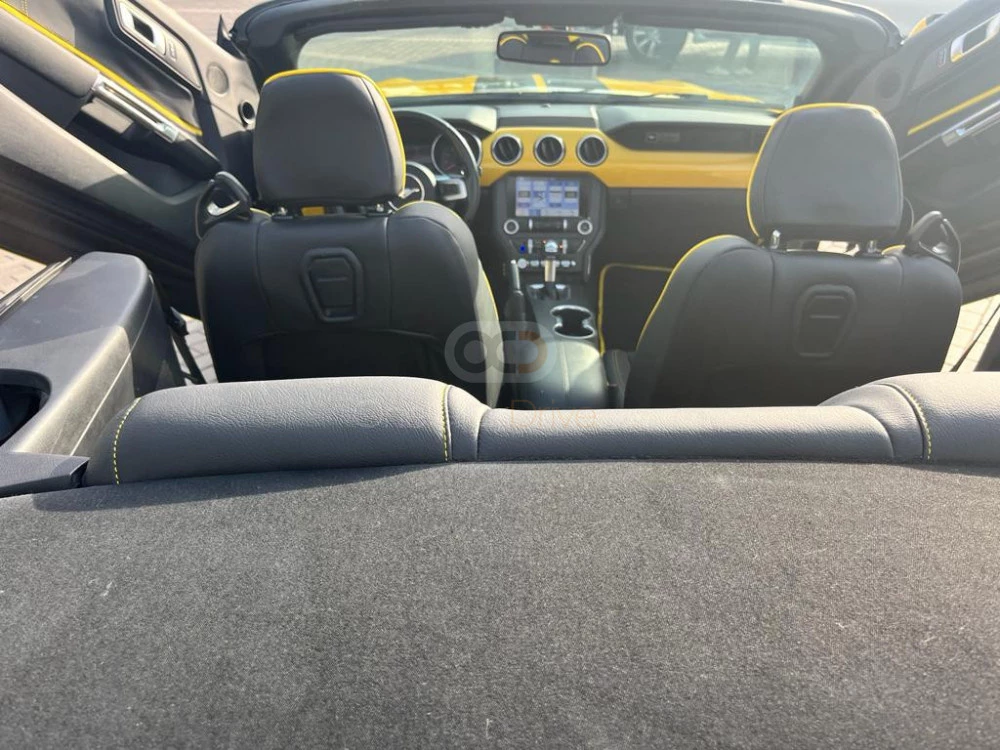 Yellow Ford Mustang EcoBoost Convertible V4 2019 for rent in Dubai 4