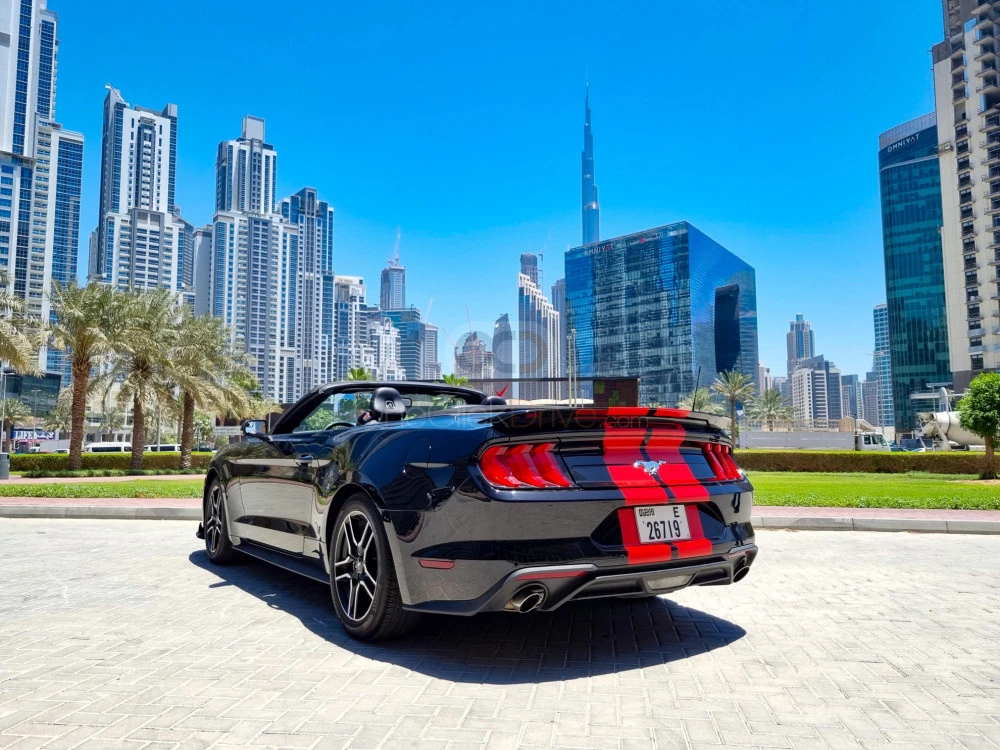 أسود فورد Mustang EcoBoost Convertible V4 2020 for rent in دبي 10