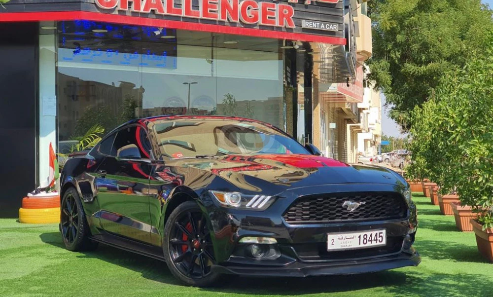 Black Ford Mustang GT Coupe V8 2017 for rent in Dubai 1