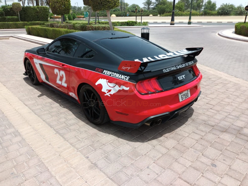 Red Ford Mustang GT Coupe V8 2019 for rent in Dubai 7