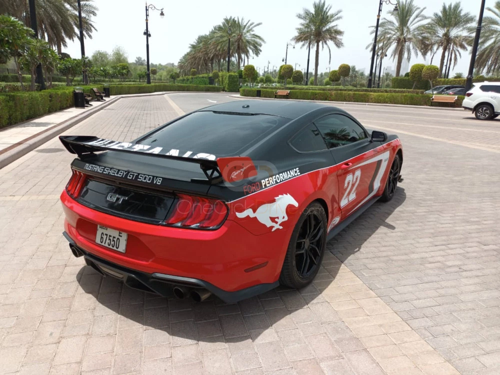 Red Ford Mustang GT Coupe V8 2019 for rent in Dubai 5