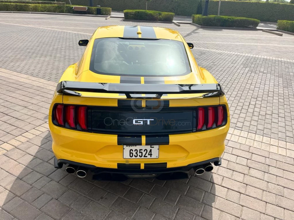 Yellow Ford Mustang GT Coupe V8 2019 for rent in Dubai 10