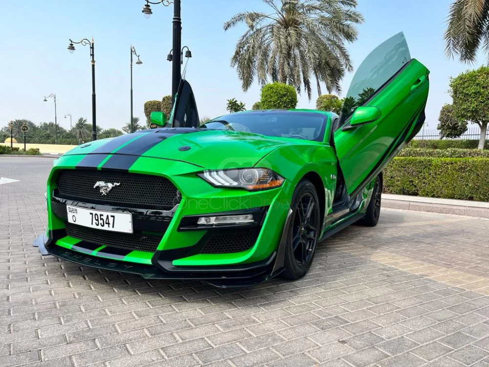 Yellow Ford Mustang GT Coupe V8 2020 for rent in Dubai 12