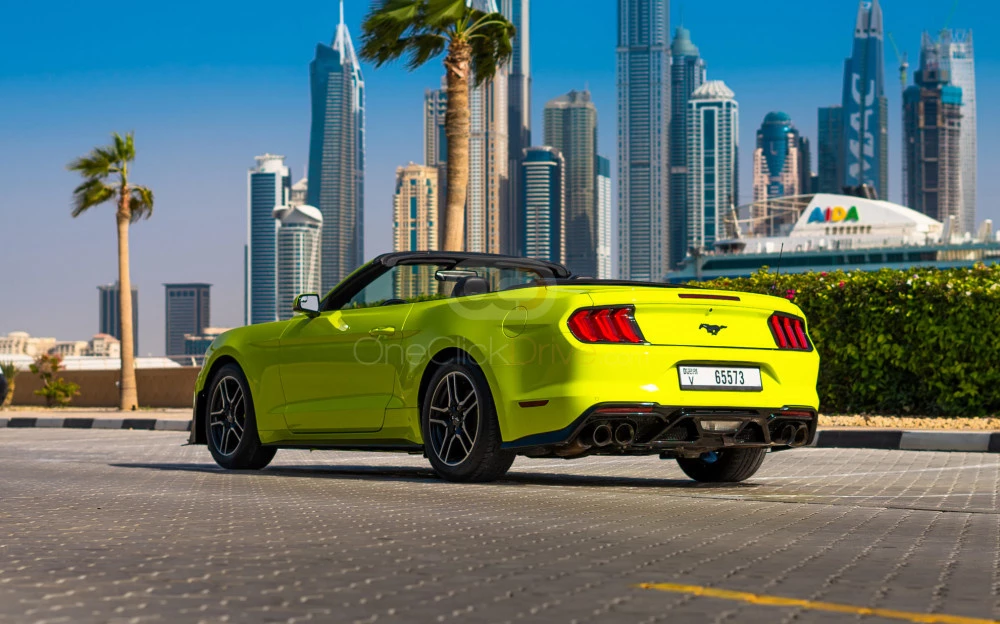 Light Green Ford Mustang Shelby GT500 Kit Convertible V4 2018 for rent in Dubai 6