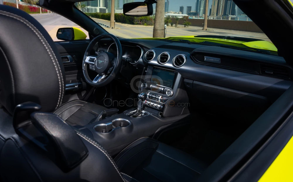 Light Green Ford Mustang Shelby GT500 Kit Convertible V4 2018 for rent in Dubai 4
