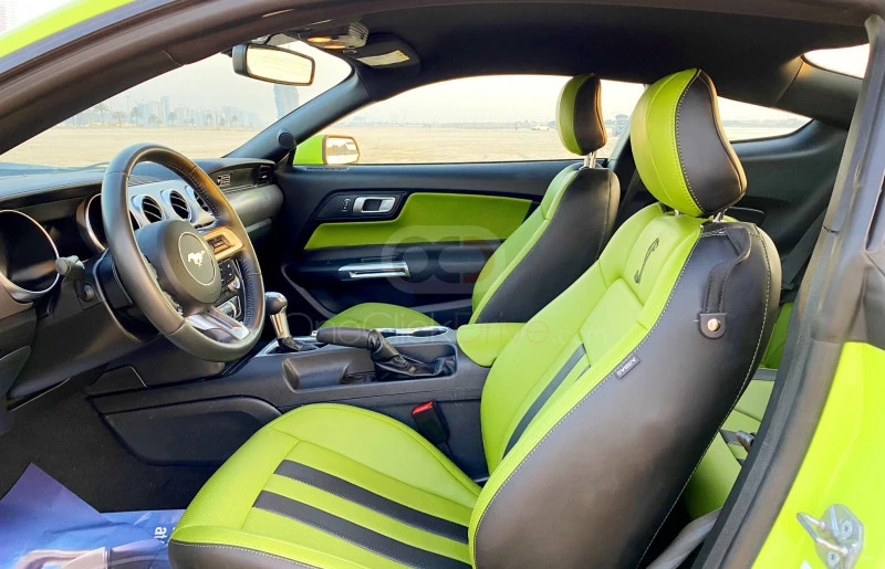 Green Ford Mustang GT Coupe V8 2020 for rent in Dubai 3