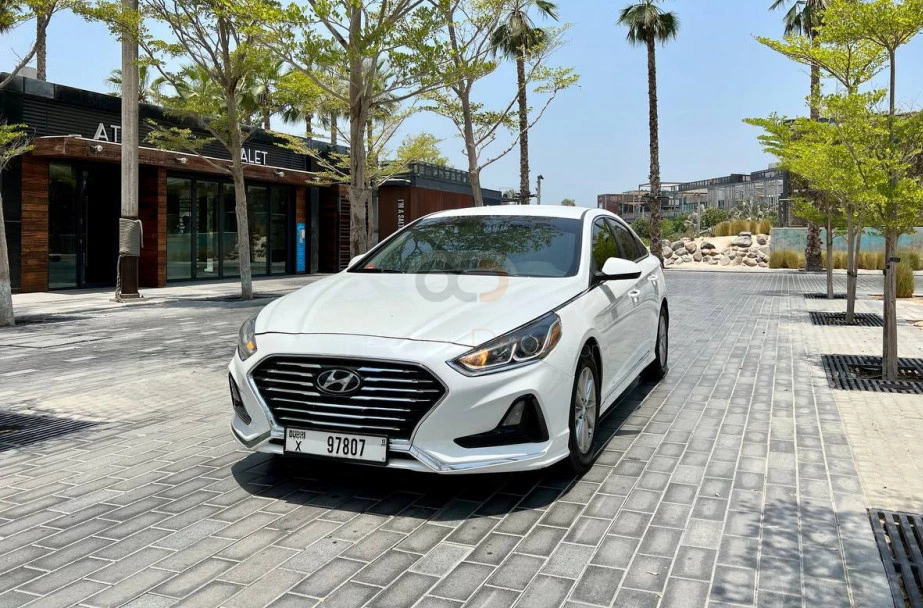 White Hyundai Sonata 2018 for rent in Dubai 1