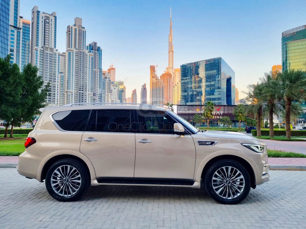 Champagne Gold Infiniti QX80 2021 for rent in Abu Dhabi 2