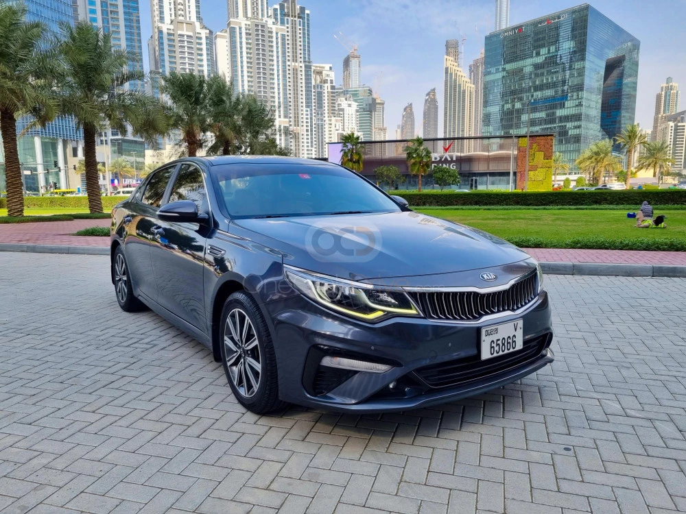Dark Gray Kia Optima 2019 for rent in Abu Dhabi 1