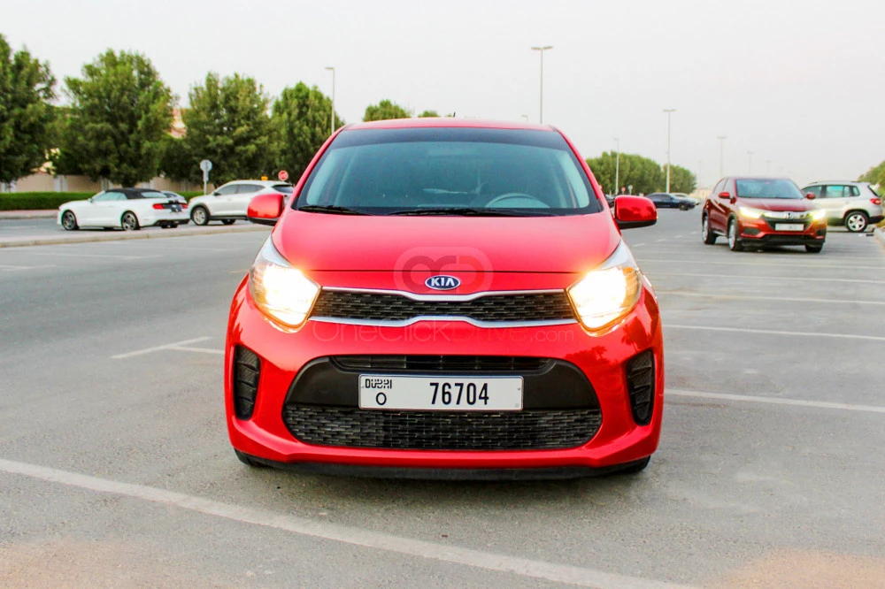 Red Kia Picanto 2021 for rent in Abu Dhabi 2