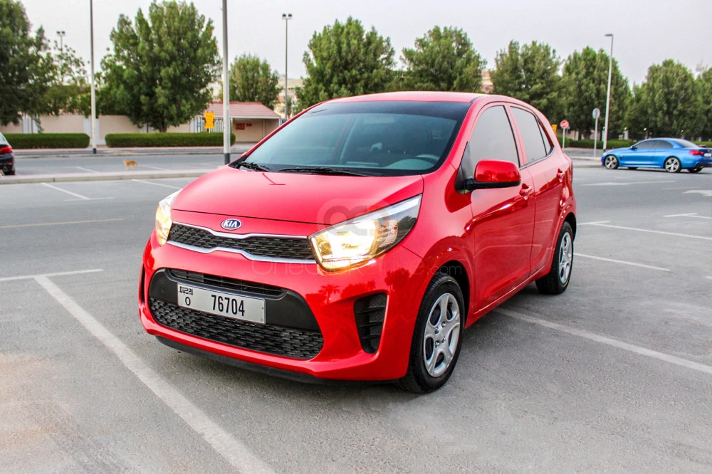 Red Kia Picanto 2021 for rent in Abu Dhabi 1