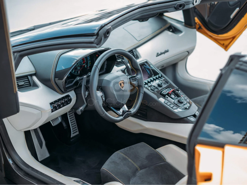 Rose goud Lamborghini Aventador Roadster 2018 for rent in Dubai 5