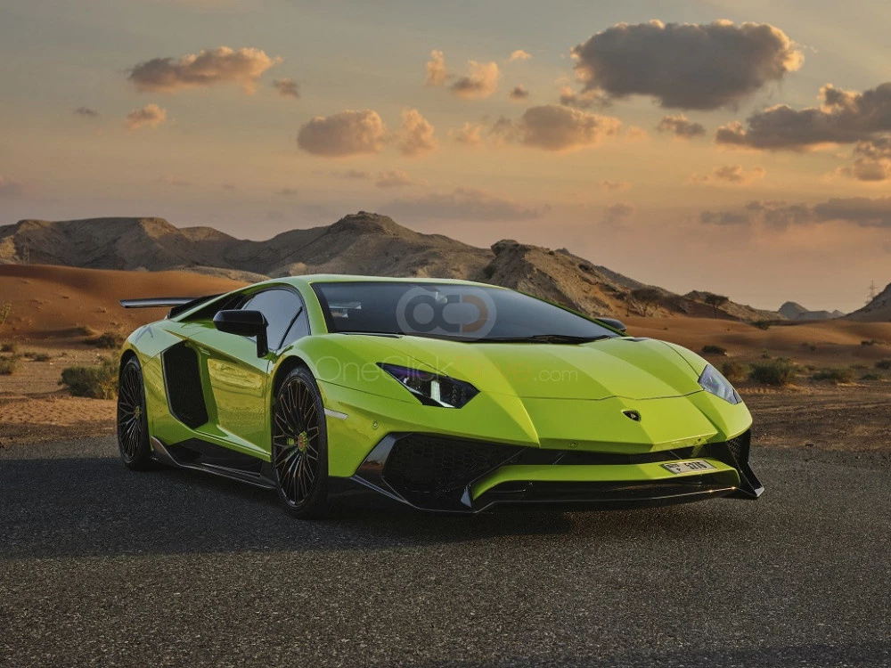 Light Green Lamborghini Aventador Coupe LP700 2018 for rent in Abu Dhabi 5