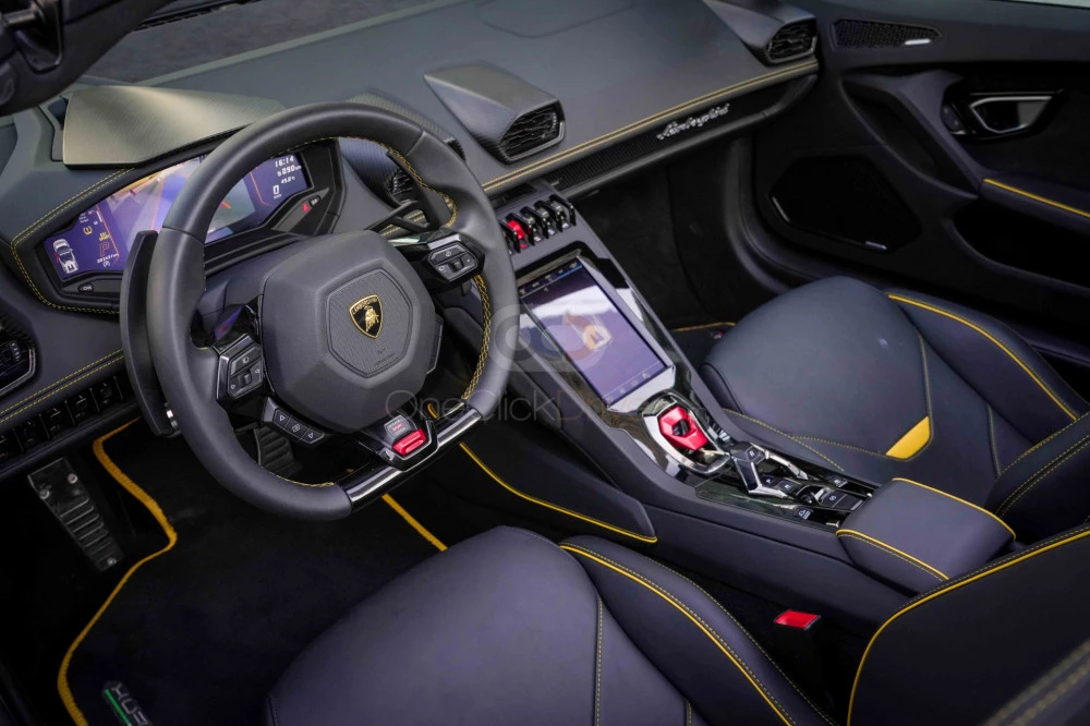 Blue Lamborghini Huracan Evo Spyder 2022 for rent in Dubai 5