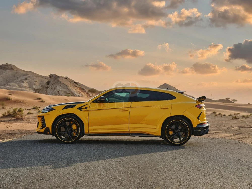 Yellow Lamborghini Urus Mansory 2021 for rent in Dubai 3
