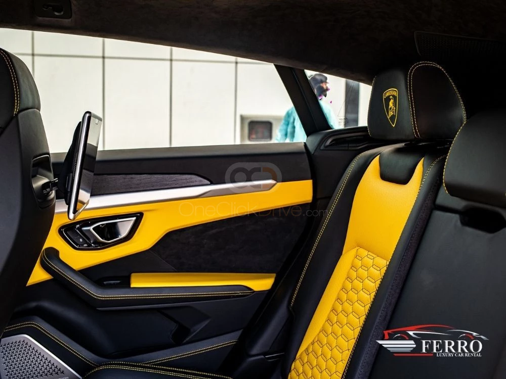 Yellow Lamborghini Urus 2019 for rent in Dubai 10