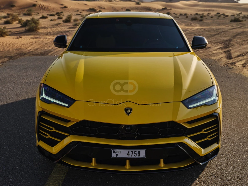 Yellow Lamborghini Urus 2020 for rent in Dubai 5