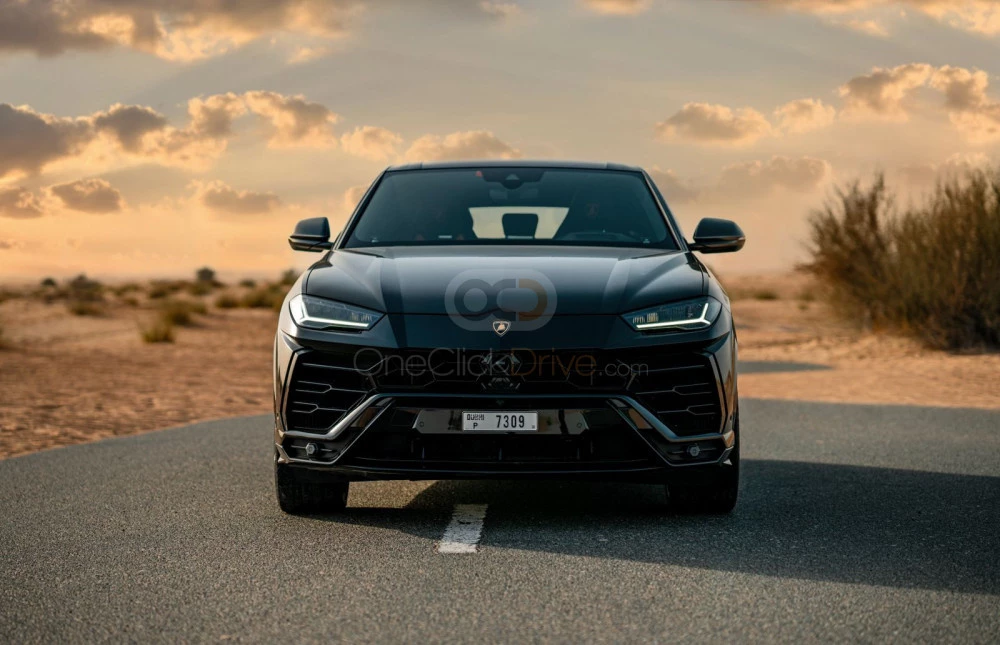 Black Lamborghini Urus 2021 for rent in Abu Dhabi 3