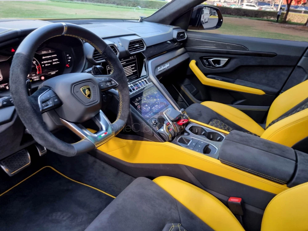Yellow Lamborghini Urus Pearl Capsule 2022 for rent in Dubai 5