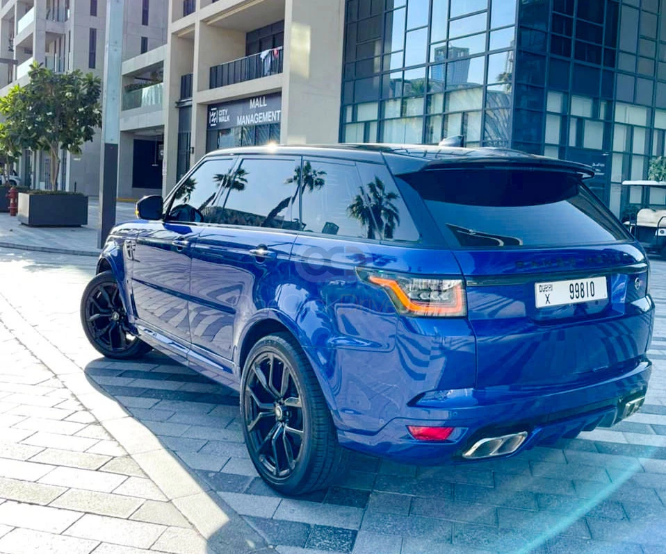 Blue Land Rover Range Rover Sport SVR 2020 for rent in Dubai 4