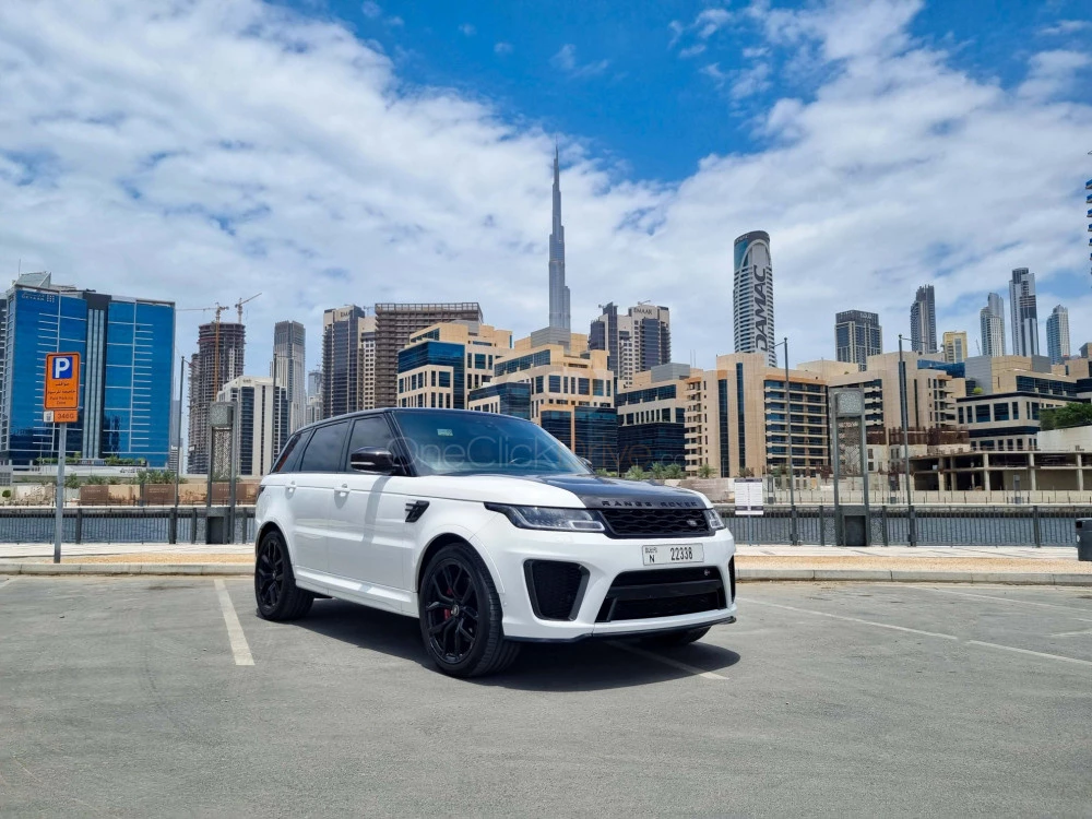 White Land Rover Range Rover Sport SVR 2020 for rent in Dubai 7